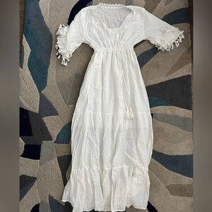 NWOT handmade in Greece white flutter sleeve maxi dress